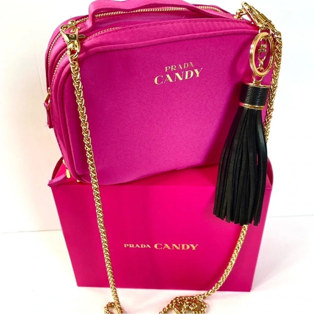 Prada Crossbody Bag Pouch Makeup Cosmetic Vanity Case Candy Pink Organizer New - Picture 2 of 7